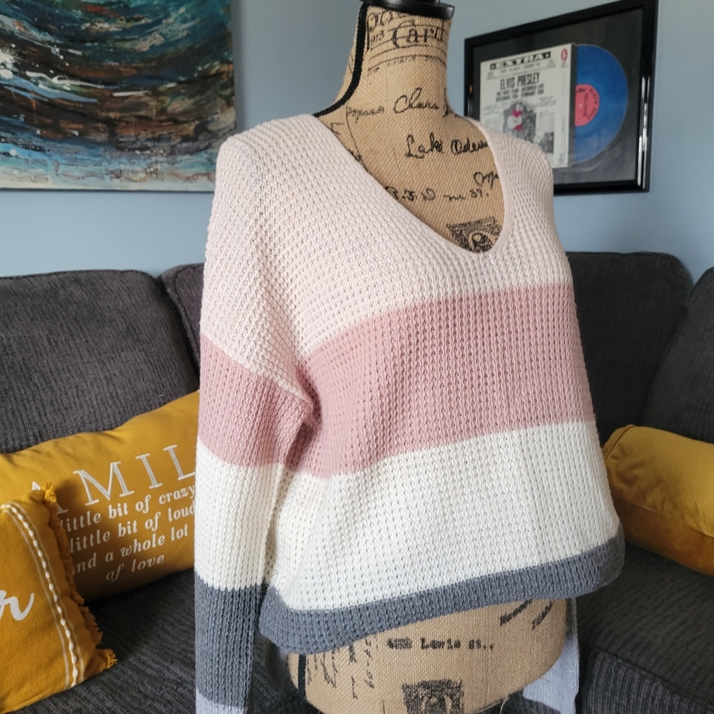 Color block knitted sweater